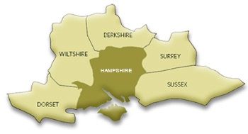 Map of south of England to represent areas served by Enviro Plant.